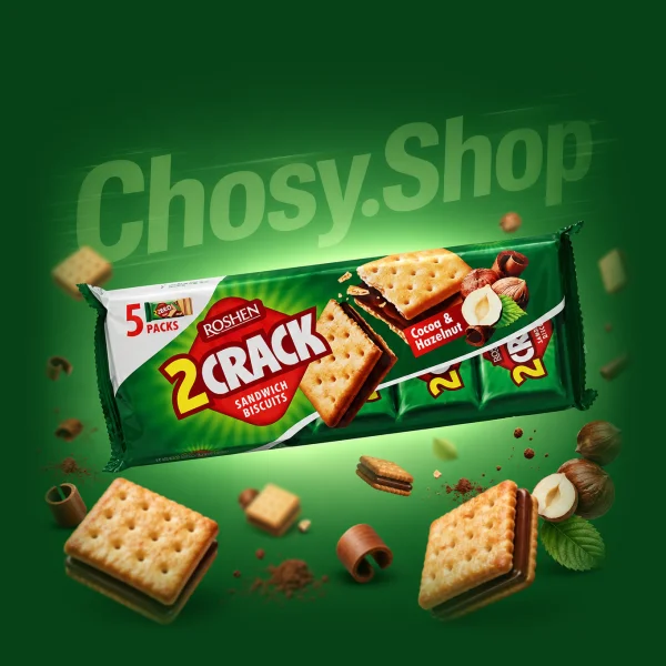 بیسکوییت ۲ کراک شکلات و فندق روشن ۵ عددی
