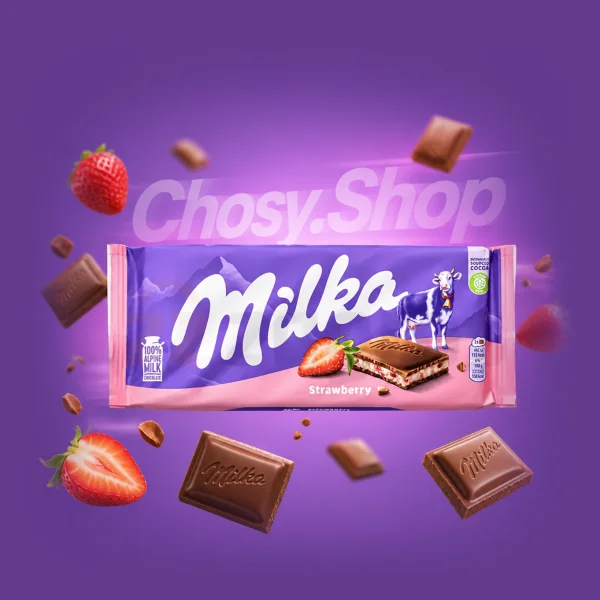 شکلات میلکا با کرم توت فرنگی 100 گرمی
